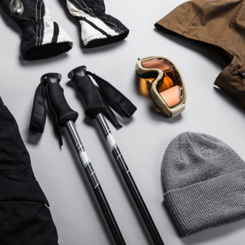 Selection,Of,Winter,Sports,Clothes,And,Equipment,,Including,Gloves,,Hat,