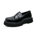 Loafers Platform Height Increasing Shoes Black Fashion Men - Image 4