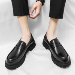 Loafers Platform Height Increasing Shoes Black Fashion Men - Image 3