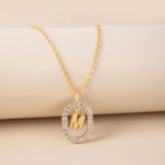 Crystal Letter Necklace Gold Name Initial Alphabet Oval Pendant Necklaces For Women - Image 3