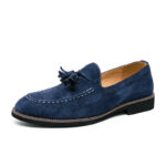 Fringed Leather Shoes Men's Plus Size Suede Slip On Loafers - Image 7