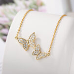 Trendy Two Butterfly Crystal Zircon Pendant Necklace For Women Stainless Steel Gold Chain Choker Fashion Jewelry Couple Girl Gif - Image 4