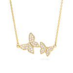 Trendy Two Butterfly Crystal Zircon Pendant Necklace For Women Stainless Steel Gold Chain Choker Fashion Jewelry Couple Girl Gif