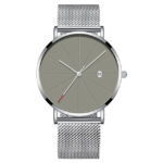 Calendar Thin Mens Watch Stainless Steel Mesh Band Quartz Wrist Watches Men Clock - Image 4
