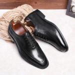 Retro Soft Sole Leather Square Toe Breathable Oxford Business Shoes - Image 3