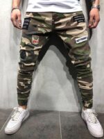 Men's Jeans Badge Stretch Slim Fit Camouflage Skinny Pants - Image 8