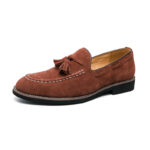 Fringed Leather Shoes Men's Plus Size Suede Slip On Loafers - Image 10