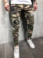 Men's Jeans Badge Stretch Slim Fit Camouflage Skinny Pants - Image 3