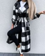 Autumn And Winter Long-sleeved Button Lapel Warmth Solid Color Long Woolen Coat - Image 3