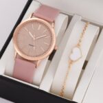 Women's Round Pointer Quartz Watch Set - Image 5