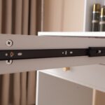 Vanity Desk With Lighted Mirror, Makeup Vanity Desk With Drawers And Storage Cabinet For Bedroom, Glass Desktop, 3 Lighting Modes Adjustable Brightness, Storage Stool, White - Image 2