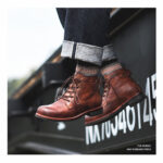 Retro Boots Men Lace-up Leather Ankle Boots Low Heel Motorcycle Shoes - Image 3