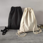 Pure Color Simple Blank Canvas Shoulder Bag Student Drawstring Backpack Drawstring Canvas Bag - Image 5