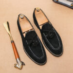 Fringed Leather Shoes Men's Plus Size Suede Slip On Loafers - Image 3