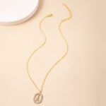 Crystal Letter Necklace Gold Name Initial Alphabet Oval Pendant Necklaces For Women - Image 6