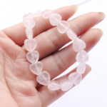 Crystal Agate Heart Shape Loose Bead Straight Hole Peach - Image 2