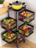 Vegetable Storage Basket Rack With Wheels - Image 10