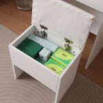 Vanity Desk With Lighted Mirror, Makeup Vanity Desk With Drawers And Storage Cabinet For Bedroom, Glass Desktop, 3 Lighting Modes Adjustable Brightness, Storage Stool, White - Image 10