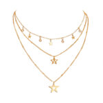 Vintage Five Pointed Star Pendant Tassel Multilayered Necklace - Image 3