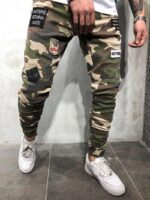 Men's Jeans Badge Stretch Slim Fit Camouflage Skinny Pants - Image 4