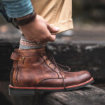 Retro Boots Men Lace-up Leather Ankle Boots Low Heel Motorcycle Shoes - Image 8