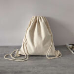 Pure Color Simple Blank Canvas Shoulder Bag Student Drawstring Backpack Drawstring Canvas Bag - Image 2