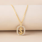 Crystal Letter Necklace Gold Name Initial Alphabet Oval Pendant Necklaces For Women - Image 2
