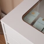 Vanity Desk With Lighted Mirror, Makeup Vanity Desk With Drawers And Storage Cabinet For Bedroom, Glass Desktop, 3 Lighting Modes Adjustable Brightness, Storage Stool, White - Image 3