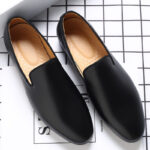 Autumn British Men's Casual Leather Shoes Pointed-toe Slip-on Loafers - Image 6