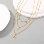 Vintage Five Pointed Star Pendant Tassel Multilayered Necklace - Image 4