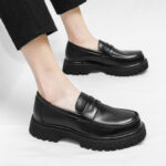 Loafers Platform Height Increasing Shoes Black Fashion Men - Image 2