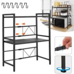 3 Tier Expandable Microwave Oven Rack Stand Storage Holder Kitchen Corner Shelf - Image 3