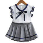 Girls' Suit Children's Clothing Summer Children Ruffled Short Sleeves - Image 3