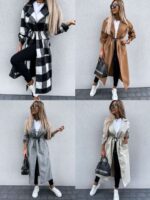 Autumn And Winter Long-sleeved Button Lapel Warmth Solid Color Long Woolen Coat